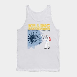 Killing Coronavirus COVID-19 stay home - stay safe Short Sleeve Ladies Fitted Short Sleeve Tee Shirt Tank Top